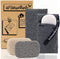 myHomeBody Soap Pocket Exfoliating Soap Saver Pouch | Body Scrubber Sponge, Exfoliator for Bath or Shower | for Large Bar Soap or Leftover Bits | Graphite Gray, 2 Pack + 2 Soap Lifting Pads