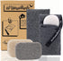 myHomeBody Soap Pocket Exfoliating Soap Saver Pouch | Body Scrubber Sponge, Exfoliator for Bath or Shower | for Large Bar Soap or Leftover Bits | Graphite Gray, 2 Pack + 2 Soap Lifting Pads