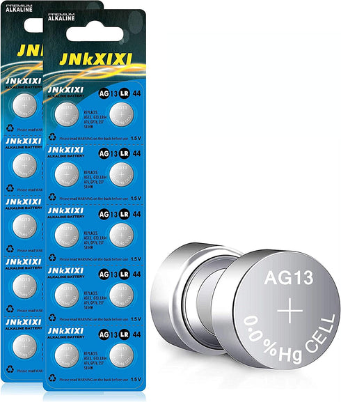 JNKXIXI 20 Pack LR44 Lr 44b l1154c AG13 SR44 Batteries A76 357 303 1154 1.5 Volt Ornament Batteries Button Coin Cell Battery