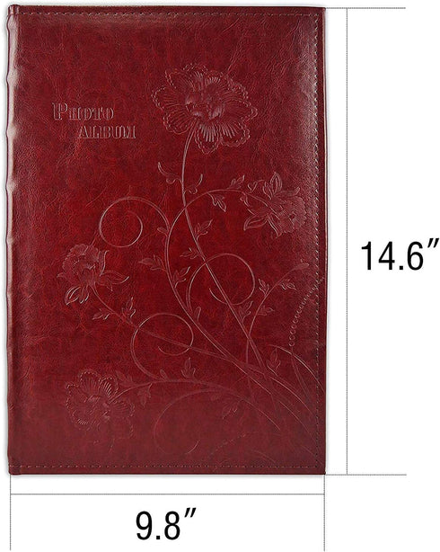 Golden State Art, Wedding Family Baby Dog Photo Album Christmas, Vacation, Anniversary Photography Book for 300 4x6 Pictures Pockets with Memo, 3 Per Page Large Capacity Maroon Faux Leather Vintage