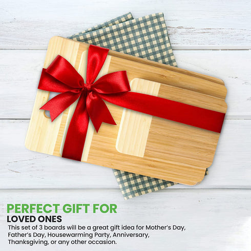 K BASIX Bamboo Cutting Board with Juice Groove 3 Pcs, Organic Wood Cutting Board for Kitchen, Chopping Board for Meat Cutting Board , Wooden Cutting Board for Veggies