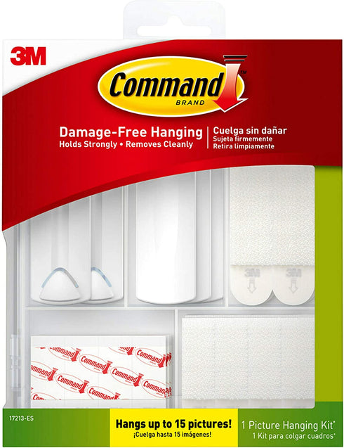 Command Picture Hanging Kit, Various Sized Picture Hanging Hooks and Strips to Hang Up to 15 Pictures, Indoor Use, Decorate Damage-Free
