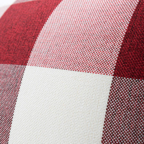 Set of 2 Red and White Buffalo Check Valentine Pillow Covers with Pom Pom Embellished 18 x 18 inches for Valentines Day Decoration