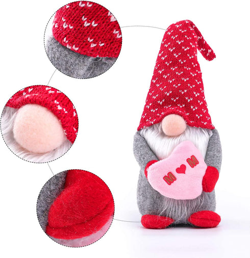 2PCS Mother's Day Gnome Decor, Handmade Scandinavian Plush Craft Tomte Swedish Gnome Elf Dwarf Doll Envelope I Love Mom Faceless Doll Decorations Gift for Mom