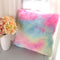 Pink Cute Decorative Throw Pillows Covers Pack of 2 Soft Fluffy Blush Faux Fur Large Throw Pillow for Couch Bed Decor Sofa Comfy Chair for Bedroom Rainbow Girls Cuddle Cushion 18x18