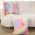 Pink Cute Decorative Throw Pillows Covers Pack of 2 Soft Fluffy Blush Faux Fur Large Throw Pillow for Couch Bed Decor Sofa Comfy Chair for Bedroom Rainbow Girls Cuddle Cushion 18x18