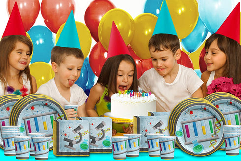 Super Science Birthday Party Supplies Set Plates Napkins Cups Tableware Kit for 16