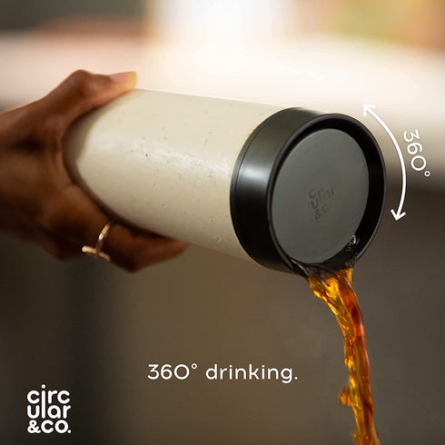 Circular & Co. Travel Mug (16oz) - The World's First Reusable Mug Made from Recycled Coffee Cups, 100% Leak-Proof, Sustainable & Insulated, Sunset Coral