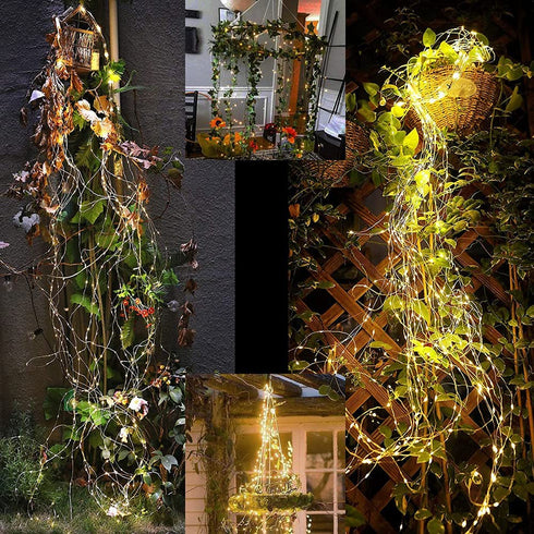 2 Pack 250 LED Firefly Bunch Lights 8.2ft Waterfall Lights, 8 Flashing Modes Fairy Lights Indoor Outdoor Waterproof Garden Decoration Battery Operated Remote Control (Warm White)