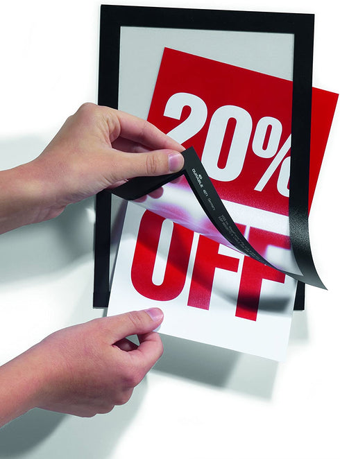 Durable Self-Adhesive Magnetic DURAFRAME Document Sign Holder, Half Letter-Size 5-1/2"" x 8-1/2"", Black, 2 Pack (491301)"