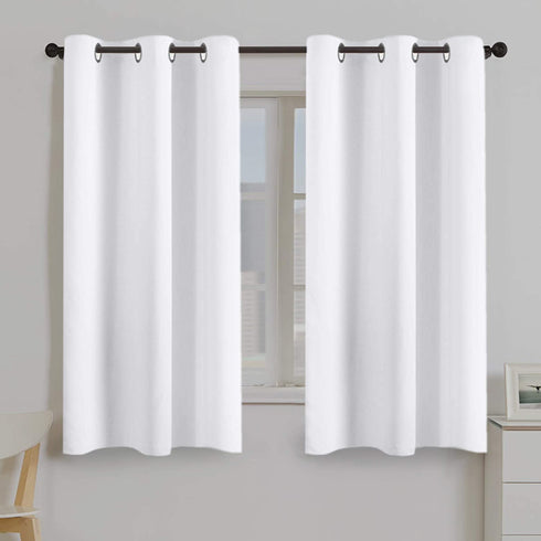 2 Panels Solid Room Darkening Drapes Pure White Themal Insulated Grommet/Eyelet Top Nursery & Infant Care Curtains Each Panel 42" W x 63" L