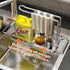 Telescopic Sink Storage Rack,Vahvei Expandable Kitchen Sink Organizer Rack,Kitchen Sink Caddy Rack Organizer,304 Stainless Dish Rack Caddy for Soap and Sponge Holder Kitchen Sink