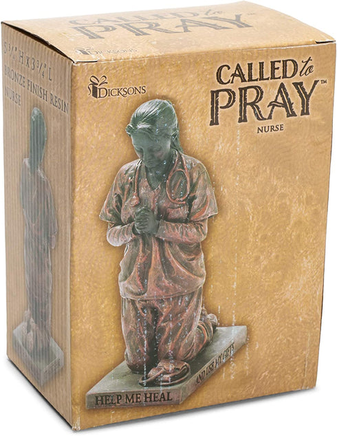 Dicksons Help Me Heal Praying Nurse 5 inch Gold Resin Stone Table Top Figurine