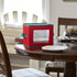 Household Essentials 534RED Holiday China Dinnerware Storage for Salad Plates or Bowls | Removable Lid | Red Canvas with Green Trim
