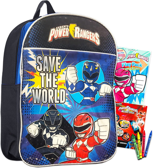 Power Rangers Backpack Preschool Boys Set with Stickers, Coloring Books and More
