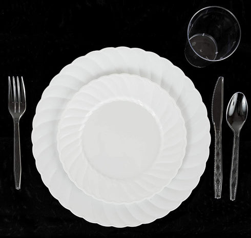 Clear Plastic Cutlery | Heavy Duty & Solid Disposable Silverware Utensils Set | Perfect for Weddings, Buffets, Luncheon & More | 180 Forks, 120 Spoons & 60 Knives Combo Pack | 360 Count