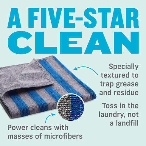 E-Cloth Range & Stovetop Cleaning Cloth, Reusable Premium Microfiber Cleaning Cloth, Ideal Oven & Glass Stove Top Cleaner, 100 Wash Guarantee, Blue & Gray, 2 Pack