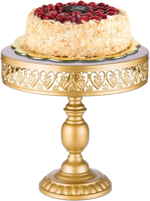 URANMOLE 18K Gold Antique Metal Cake Stand, Round Cupcake Stands, Wedding Birthday Party Dessert Cupcake Pedestal/Display/Plate 12