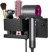Hair Dryer Holder Wall Mounted, BOJDOPIE Blow Dryer Organizer for Bathroom, Aluminum Alloy Multi-Functional Hair Dryer Rack for Dyson Supersonic, Morden Black