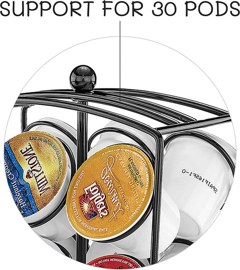 K-Cup Carousel Perfect Kitchen Counter Top Storage Display Solution Coffee Swivel Organizer - Holds 30 Cups