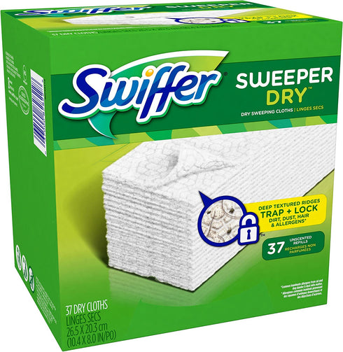 Swiffer Sweeper Dry Sweeping Cloths Mop and Broom Floor Cleaner Refills Unscented 37 Count