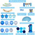 EAF 1st Birthday Boy Decorations 78PCS Blue 1st Birthday Decorations for Boy with Blue Tinsel Curtain, 12 Months Photo Banner, 1st Birthday Highchair Banner, I AM ONE and Happy Birthday Banner