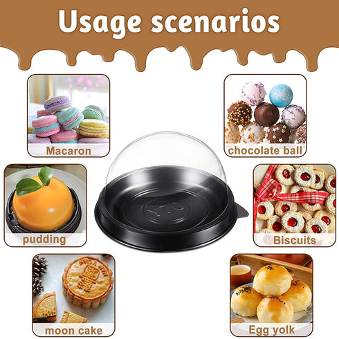 150 Sets Clear Plastic Mini Cupcake Container Clear Plastic Mini Cupcake Boxes Dome Muffin Single Container Box for Cheese Pastry Dessert Mooncake