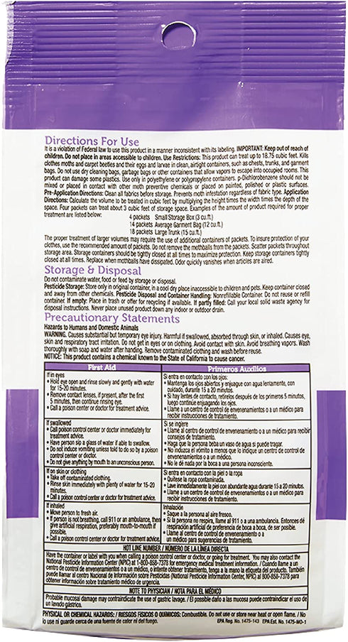 Enoz Moth Ball Packets - Lavender Scented, pack of 6