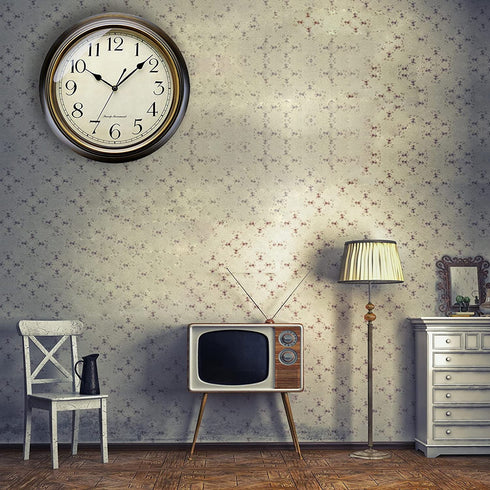 Plumeet Small Retro Wall Clock - 10'' Non Ticking Classic Silent Metal Clocks Decorative Kitchen Living Room Bedroom - Battery Operated (Brown)