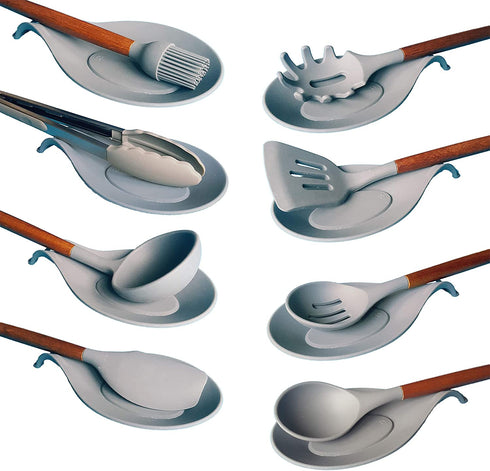 Silicone Spoon Rest for Stove Top €“ Set of 2 | HEAT RESISTANT | EASY €“ CLEAN Spoon Holder for Stove Top | Nonstick Sturdy Silicon Spoon Rest for Kitchen Counter | Spatula Rest HOLDS 2 LARGE UTENSILS
