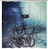 Octopus Shower Curtain Ocean Kraken Attack Nautical Pirate Ship Shower Curtain with 12 Hooks, Octopus Tentacles Sailboat Wave Mountain Under Moon Starry Sky Shower Curtain, Waterproof Durable