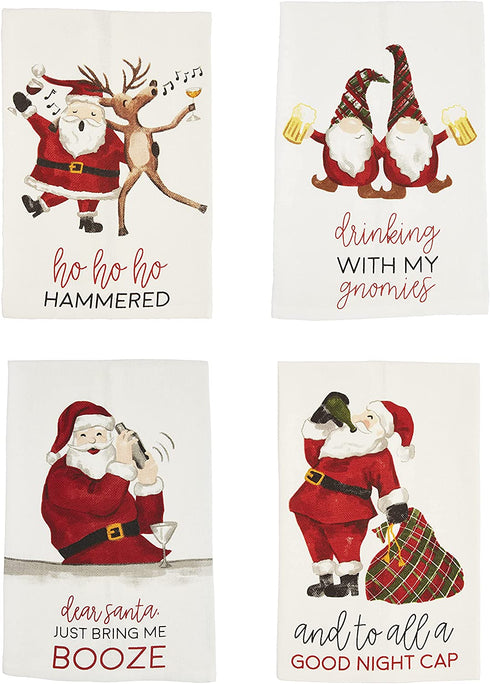 Mud Pie Alcohol Christmas Towel, Gnomies, 26" x 16.5"