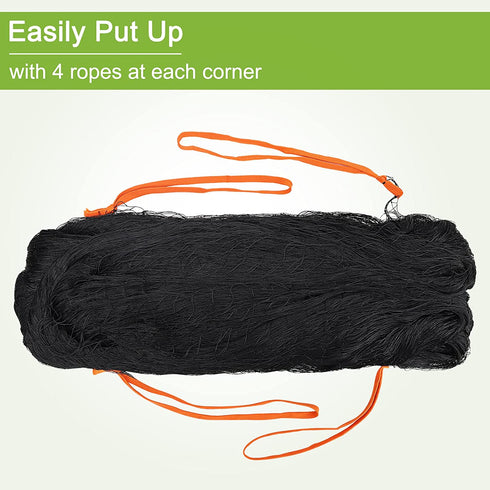 boknight Bird Netting for Garden, 25 X 50 feet Net Netting for Bird Poultry Aviary Heavy Duty Chicken Netting with Ropes& Cable Ties, 2.4 inch Square Mesh Size (25' x 50'-2.4'')