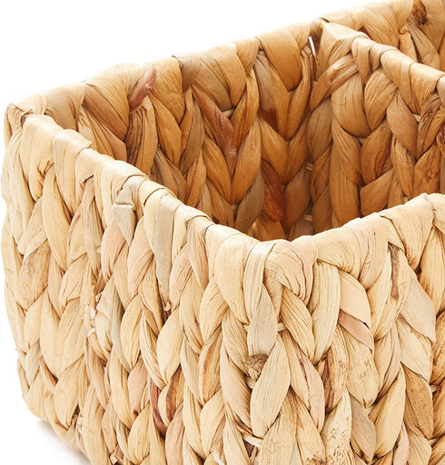 Americanflat Natural Rectangular Woven Water Hyacinth Storage Basket - Hand-Woven - Toilet Topper Baskets - Home Organizer Basket - Water Hyacinth Material - Use on Bathroom Vanity, Countertop