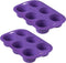 Bakerpan Silicone Muffin Pan, Cupcake Tray, Baking Cups, Cupcake Holders, 6 Cups (Purple) (2)