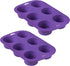 Bakerpan Silicone Muffin Pan, Cupcake Tray, Baking Cups, Cupcake Holders, 6 Cups (Purple) (2)