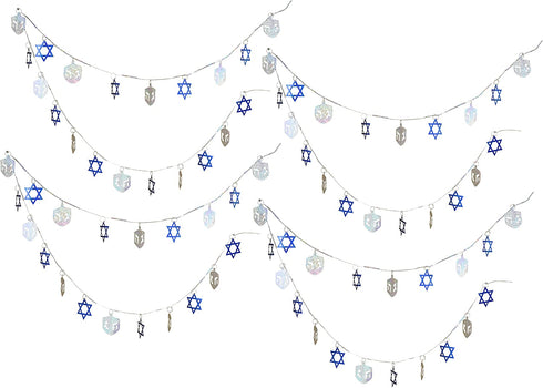Iconikal Decoration Ornament Garland, Hanukkah, 9-Foot Length, 4-Pack