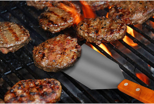 Home-Complete HC-1001 Wood BBQ Grill Tool Set-18 Pc Stainless Steel Barbecue Accessories with Wooden Handles and Case, Spatula, Tongs, Skewers