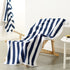 Amazon Basics Cabana Stripe Beach Towel - Pack of 2, Navy Blue