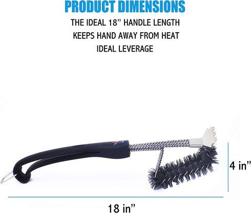 Kona Safe/Clean Nylon Grill Brush and Scraper - Ceramic Infused Bristles, Compatible with Traeger and All Pellet Grills & Smokers - Non Metal Bristle Free Grill Cleaner