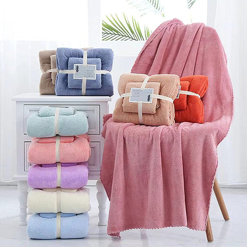 Shower Towel Sets for Bathroom,Quick-Drying-Microfiber Coral Fleece Absorbent and Ultra Soft Towel,Can Be Used For Bathroom, Sports, 2 Pack Have 4 pcs, 2 Bath Towels (27''55'') 2 Hand Towels(13''29'')