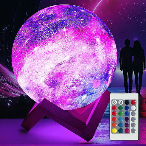 Eguled Moon Lamp inches Galaxy Lamp Night Light 16 Colors LED Moon Light with Stand Remote Touch Control and USB Rechargeable Home D©cor(5.9 inches)
