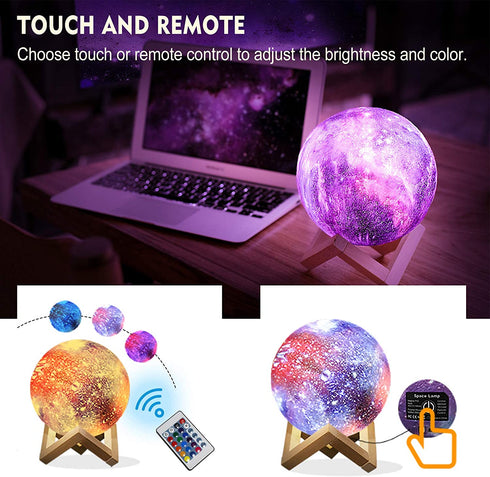 Eguled Moon Lamp inches Galaxy Lamp Night Light 16 Colors LED Moon Light with Stand Remote Touch Control and USB Rechargeable Home D©cor(5.9 inches)