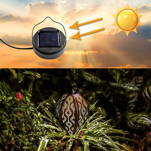 Hanging Solar Lantern LED Solar Garden Lights Metal Lamp Waterproof for Outdoor Hanging Decor Party (Hanging Solar Light B)