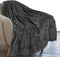PAVILIA Waffle Textured Fleece Throw Blanket for Couch Sofa, Charcoal Gray | Soft Plush Velvet Flannel Blanket for Living Room | Fuzzy Lightweight Microfiber Throw for All Seasons, 50 x 60 Inches