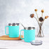 2 Pack Stainless Steel Coffee Mugs with Handle, 12Oz Insulated Coffee Mug, Double Wall Vacuum Insulated Camping Mug with Lid, Thermal Coffee Mug for Coffee, Tea, Hot and Cold Drinks (Aqua Blue)