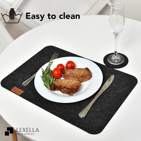 Lexella Placemats for Dining Table Set of 6 Place Mats and 6 Coasters for Drinks - Place Mats for Kitchen Table with Coasters - Set of 12