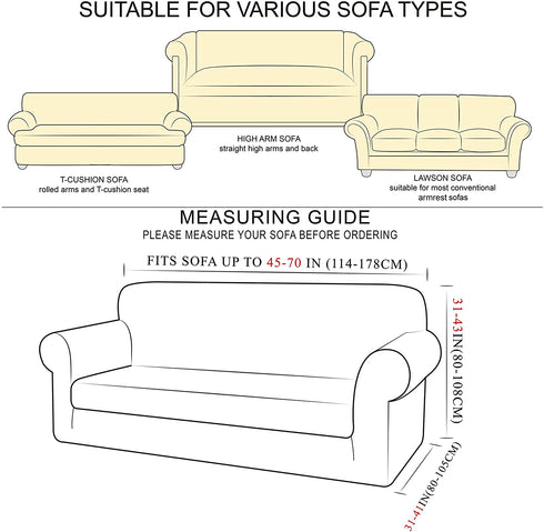 TIANSHU Stretch Loveseat Cover, Durable Loveseat Slipcover with Jacquard Fabric, 1-Piece Non Slip Couch Cover for 2 Cushion Couch, Stay in Place Furniture Cover for Loveseat (Loveseat, Light Gray)