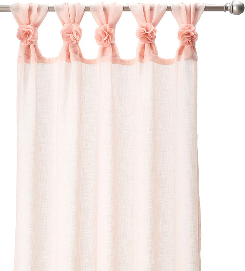 Madison Park Rosette Floral Embellished Cuff Tab Top Solid Single Window Treatments Curtain Panel Drape for Bedroom Living Room and Dorm, 50"x84", Blush