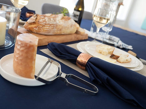 KAF Home Chateau Easy-Care Cloth Dinner Napkins - Set of 12 Oversized (20 x 20 inches) - Navy Blue